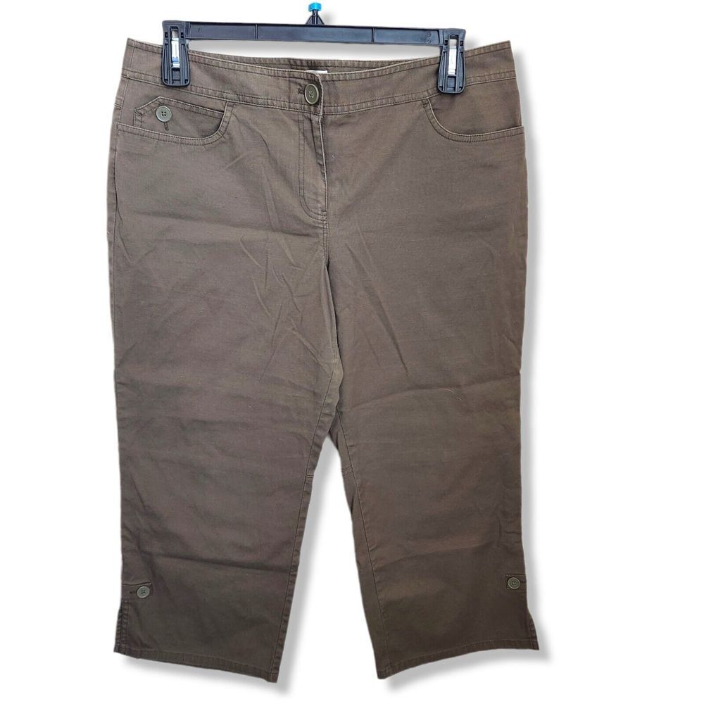 Ann Taylor Loft marisa Pants Womens 14 Capri Olive Green Cotton